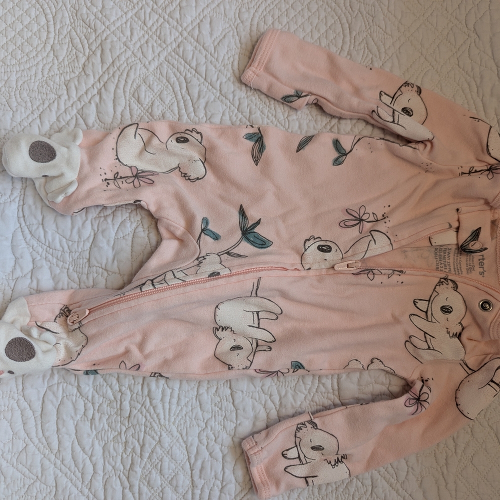 Carter's Pink Teddy Bear Footie One Piece